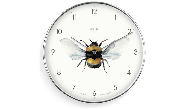 Acctim bee motif wall clock 30cm silver (British brand)