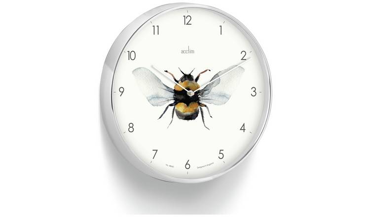 Acctim bee motif wall clock 30cm silver (British brand)