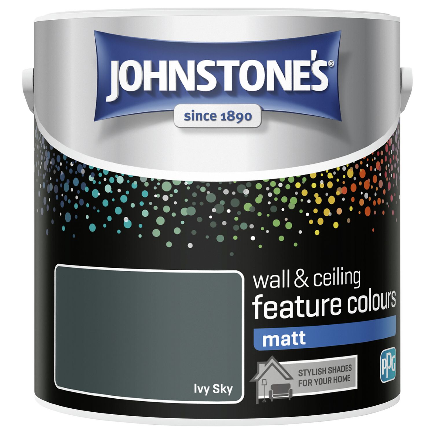 Johnstone's wall matt paint 2.5L Ivy Sky, imported from the UK