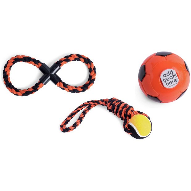 Petface Strong Tennis Ball Rope Dog Toy Set (British brand)