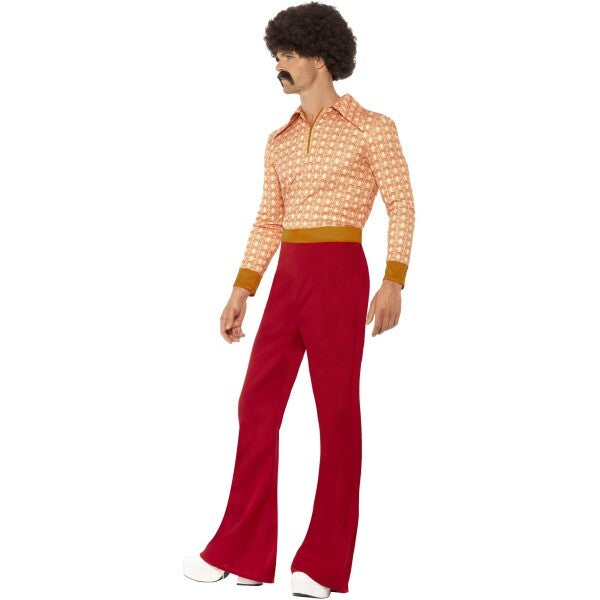 Smiffys authentic 70s guy costume with red top and trousers, UK version