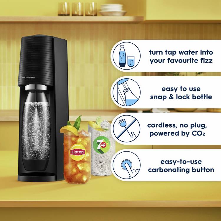 SodaStream Terra sparkling water maker with 1L carbonating bottle, UK version
