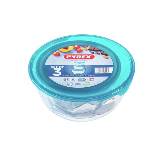 Pyrex glass food storage bowls set of 3, UK version