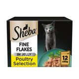 Sheba fine flakes poultry selection wet cat food 12 x 85g pouches (British brand)