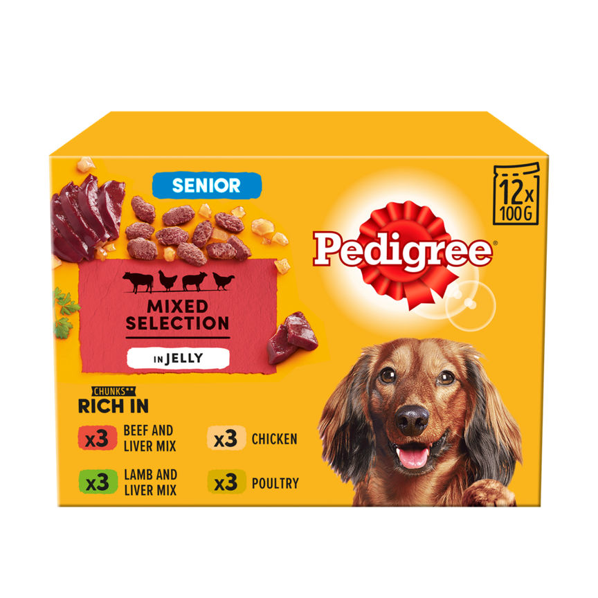 Pedigree Senior Wet Dog Food Pouches Mixed in Jelly GOODS ASDA   