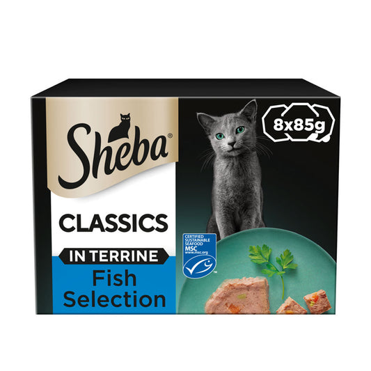 Sheba Classics Adult Cat Food Tray with Salmon in Terrine 8 x 85g GOODS ASDA   
