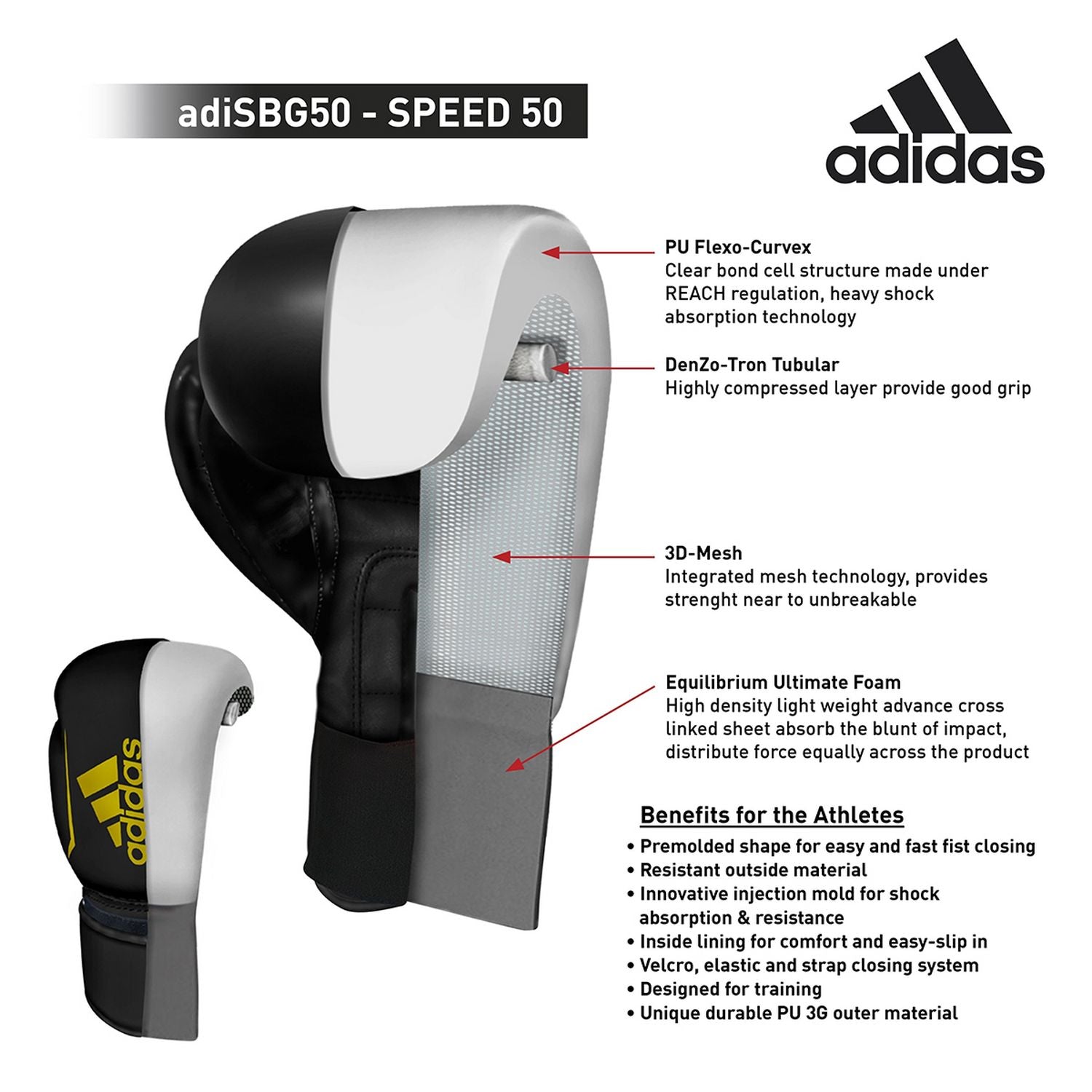 Adidas Speed 50 boxing gloves 12oz black - British product