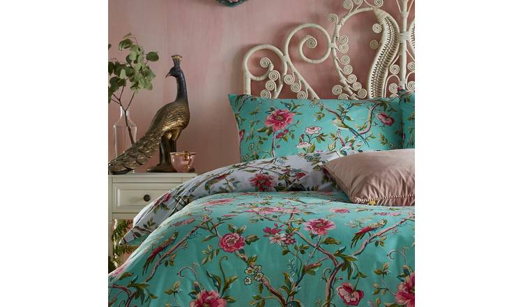 furn vintage chinoiserie floral green double bedding set - British product