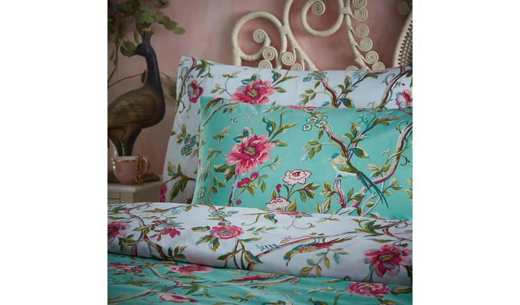furn vintage chinoiserie floral green double bedding set - British product