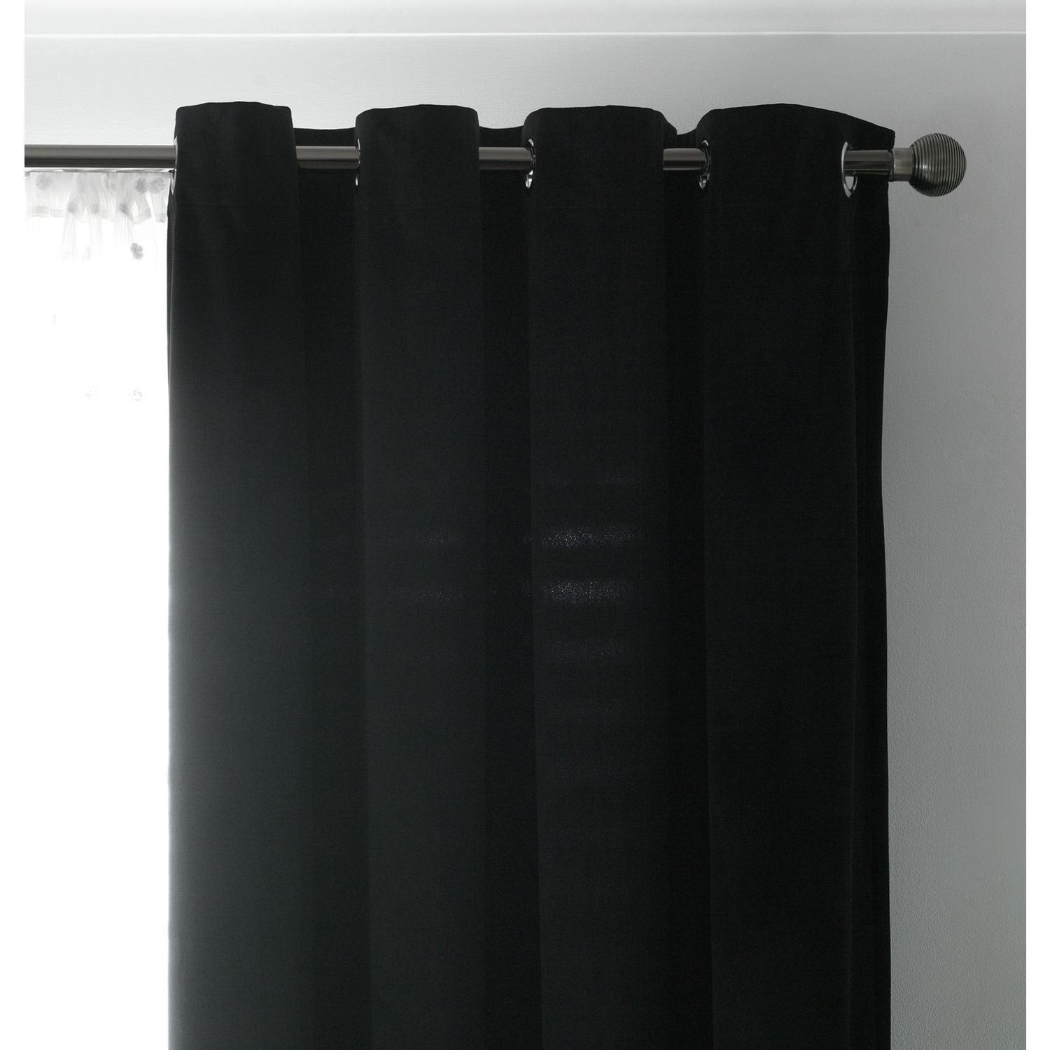 Habitat Dimout Velvet Eyelet Curtains - Black - 117x183cm