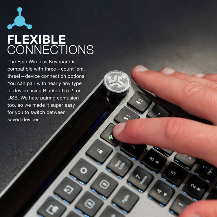 JLab Epic Wireless Bluetooth Keyboard black, UK version