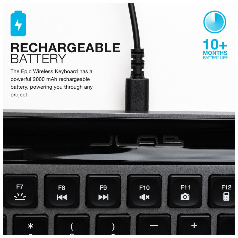 JLab Epic Wireless Bluetooth Keyboard black, UK version