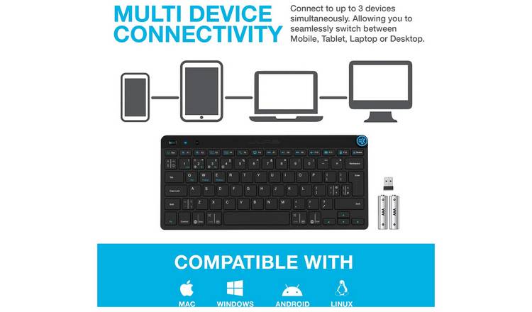 JLab GO Wireless Bluetooth Keyboard Black, imported from the UK