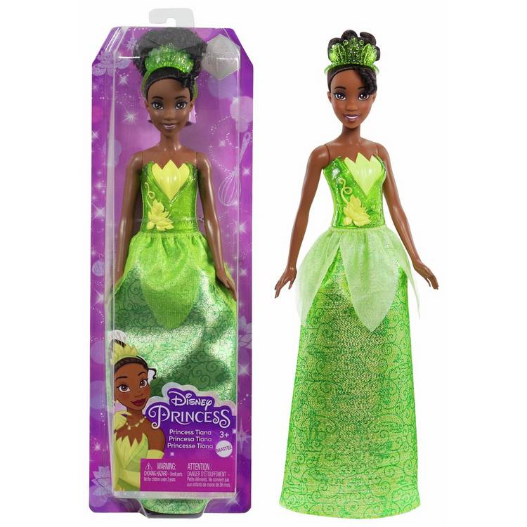 Disney Princess Tiana fashion doll with sparkling outfit and accessories (British brand)