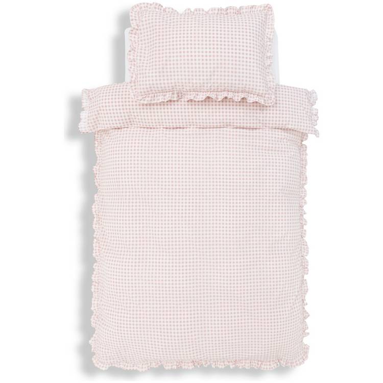 Habitat gingham pink toddler bedding set with pillowcase (British brand)