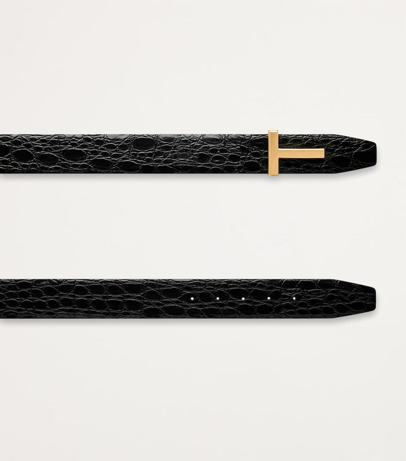 Tom Ford reversible leather belt with T buckle, imported from the UK