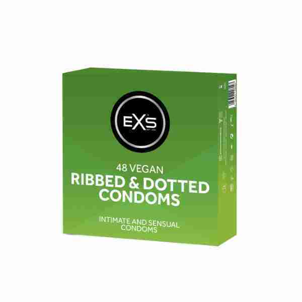 EXS textured condoms ribbed and dotted 48 pack, imported from the UK