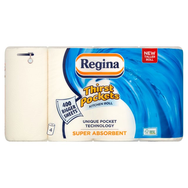 Regina Thirst Pockets Kitchen Roll   4 per pack