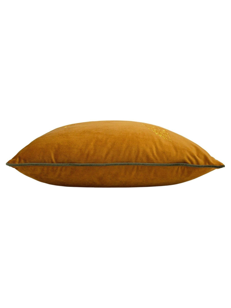 furn embroidered rust orange gold fauna cushion 50cm (British brand)