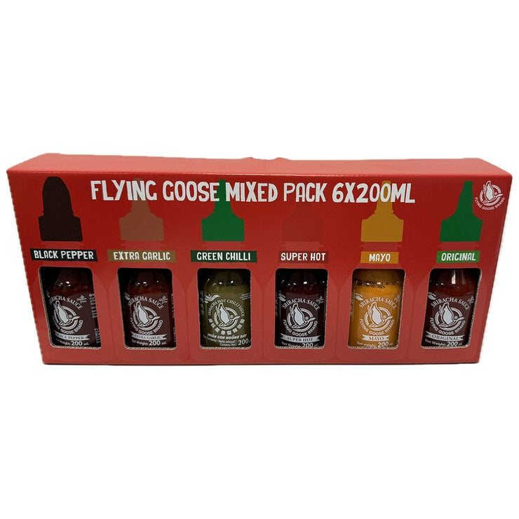 Flying Goose Sriracha Sauces Selection Pack 6x200ml, imported from the UK