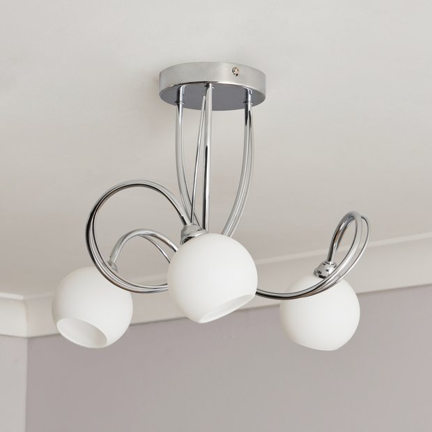 BHS flush ceiling light chrome frosted glass shades - British product