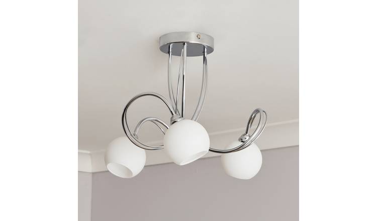 BHS flush ceiling light chrome frosted glass shades - British product