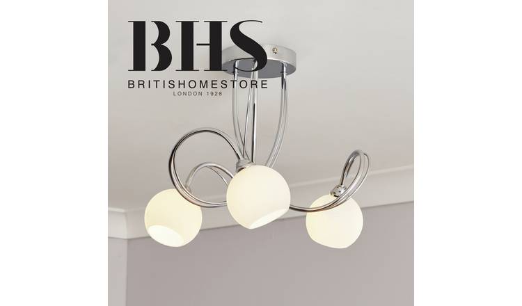 BHS flush ceiling light chrome frosted glass shades - British product
