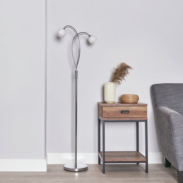 BHS Acacia 2 light floor lamp chrome opal glass (British brand)