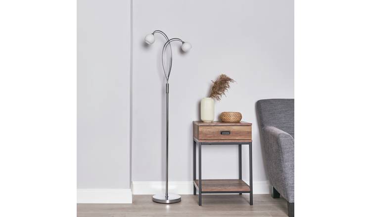 BHS Acacia 2 light floor lamp chrome opal glass (British brand)