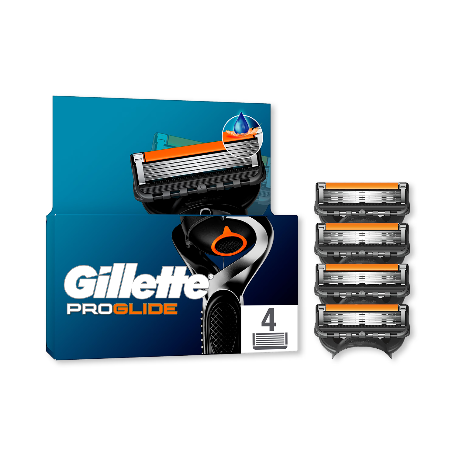 Gillette ProGlide razor refills 4 blades, imported from the UK