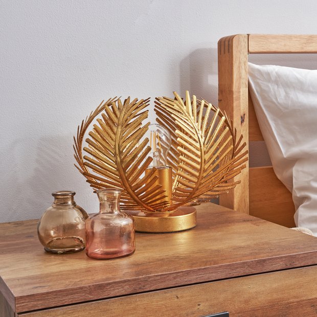 BHS brass table lamp palm leaf metal vessel, imported from the UK