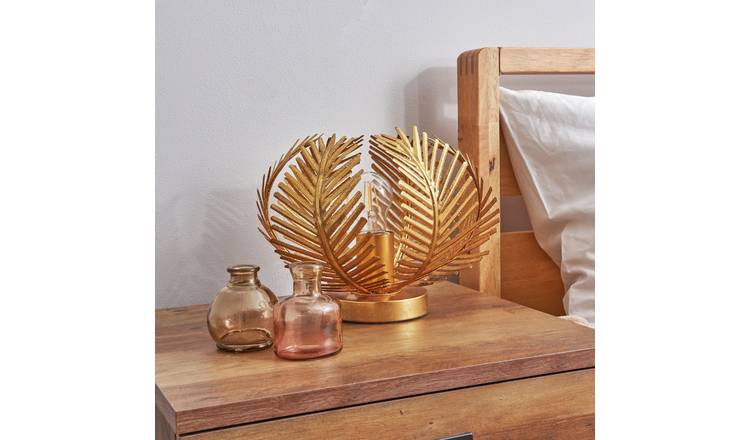 BHS brass table lamp palm leaf metal vessel, imported from the UK