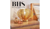 BHS brass table lamp palm leaf metal vessel, imported from the UK
