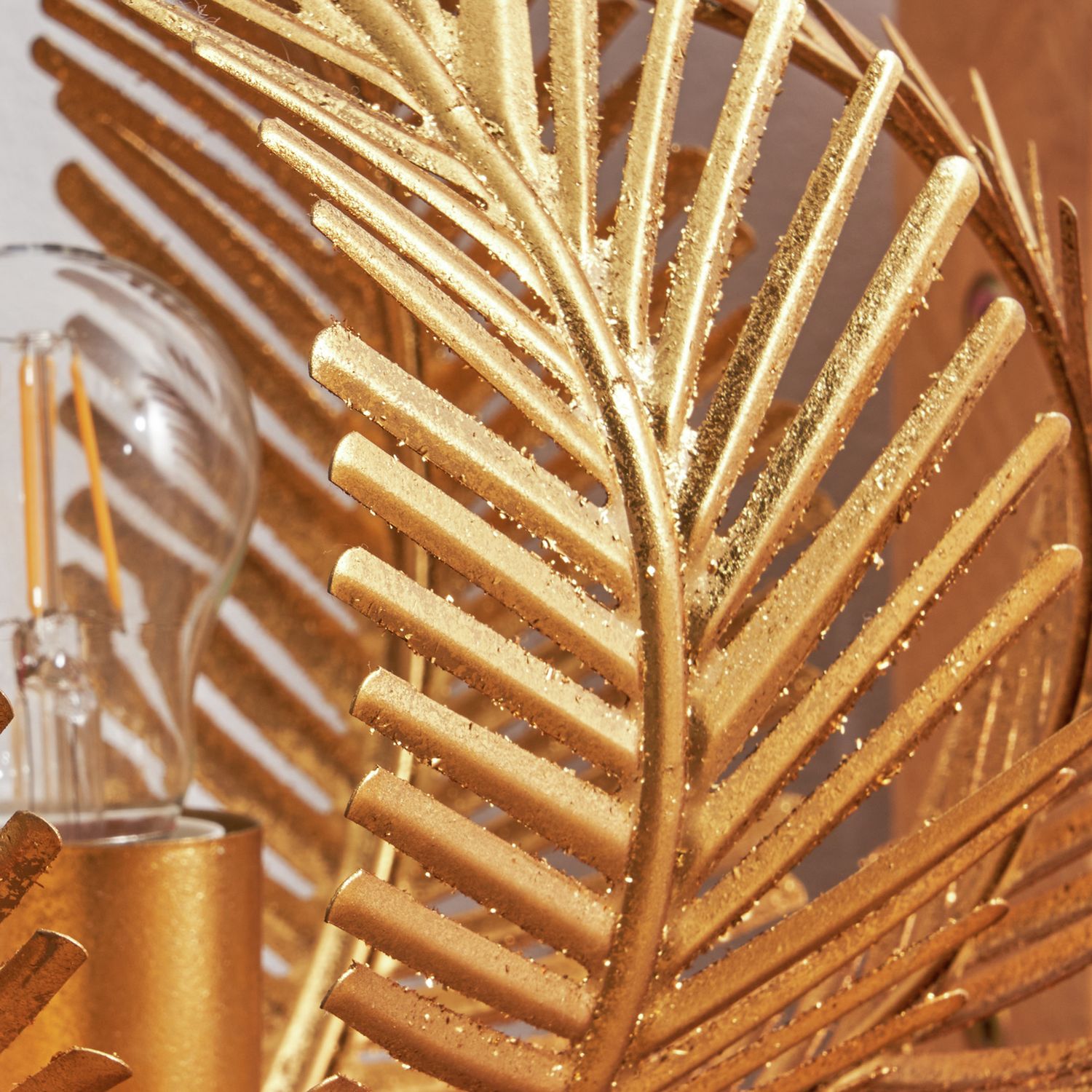 BHS brass table lamp palm leaf metal vessel, imported from the UK