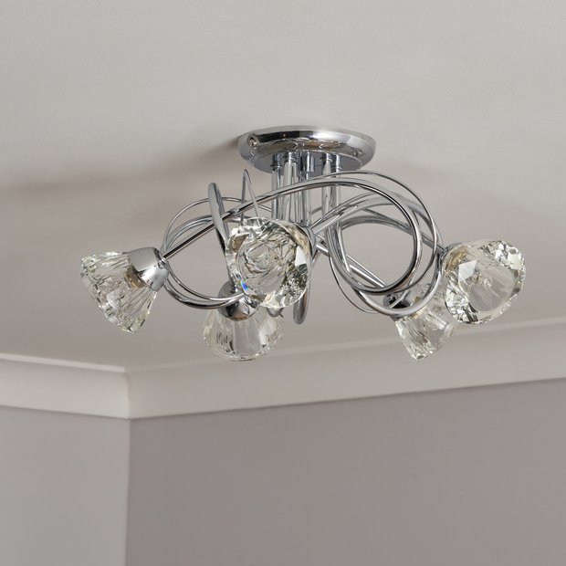 BHS chrome 5 light ceiling light 43cm, imported from the UK