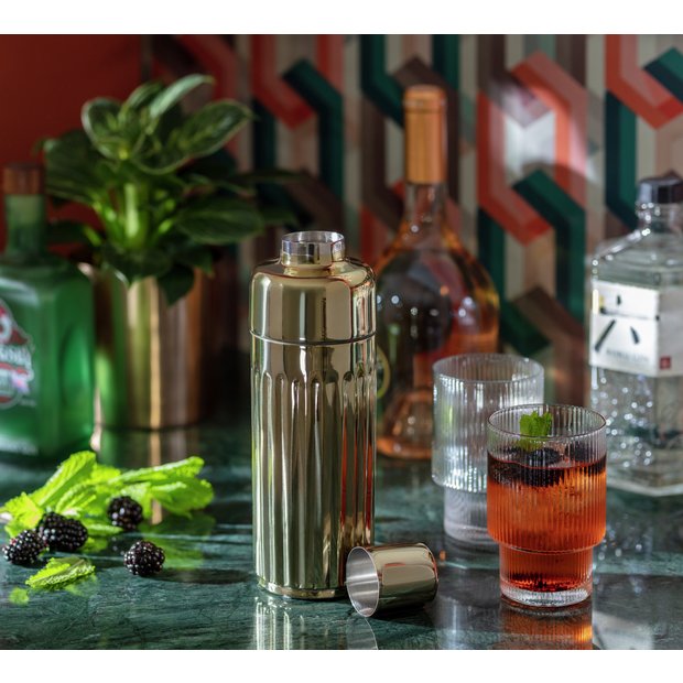 Habitat Gold Tone Cocktail Shaker steel barware (British brand)