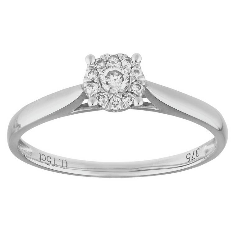 Revere engagement ring 0.15ct diamond cluster (British brand)