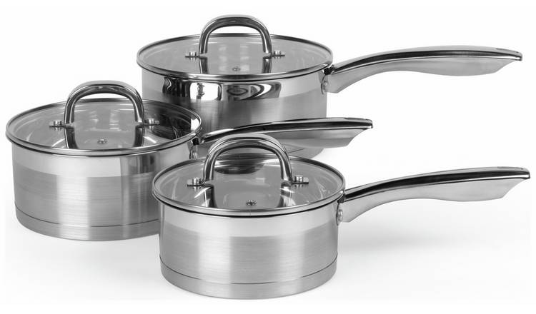 Salter 3 piece stainless steel pan set - British product