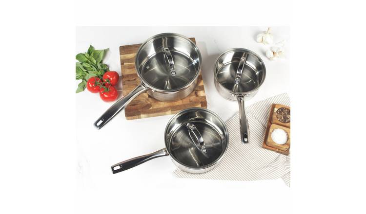 Salter 3 piece stainless steel pan set - British product