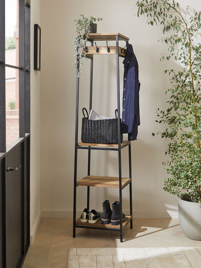 Bronx Black Hallway Storage Coat Stand 180cm
