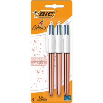 Bic 4 Colour Rose Gold Pens – 3 Pack