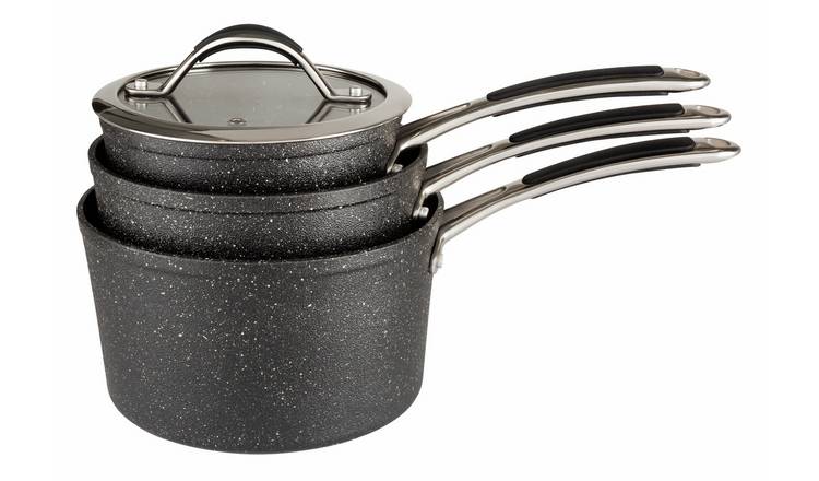 Habitat rock effect saucepan set 3 piece, imported from the UK