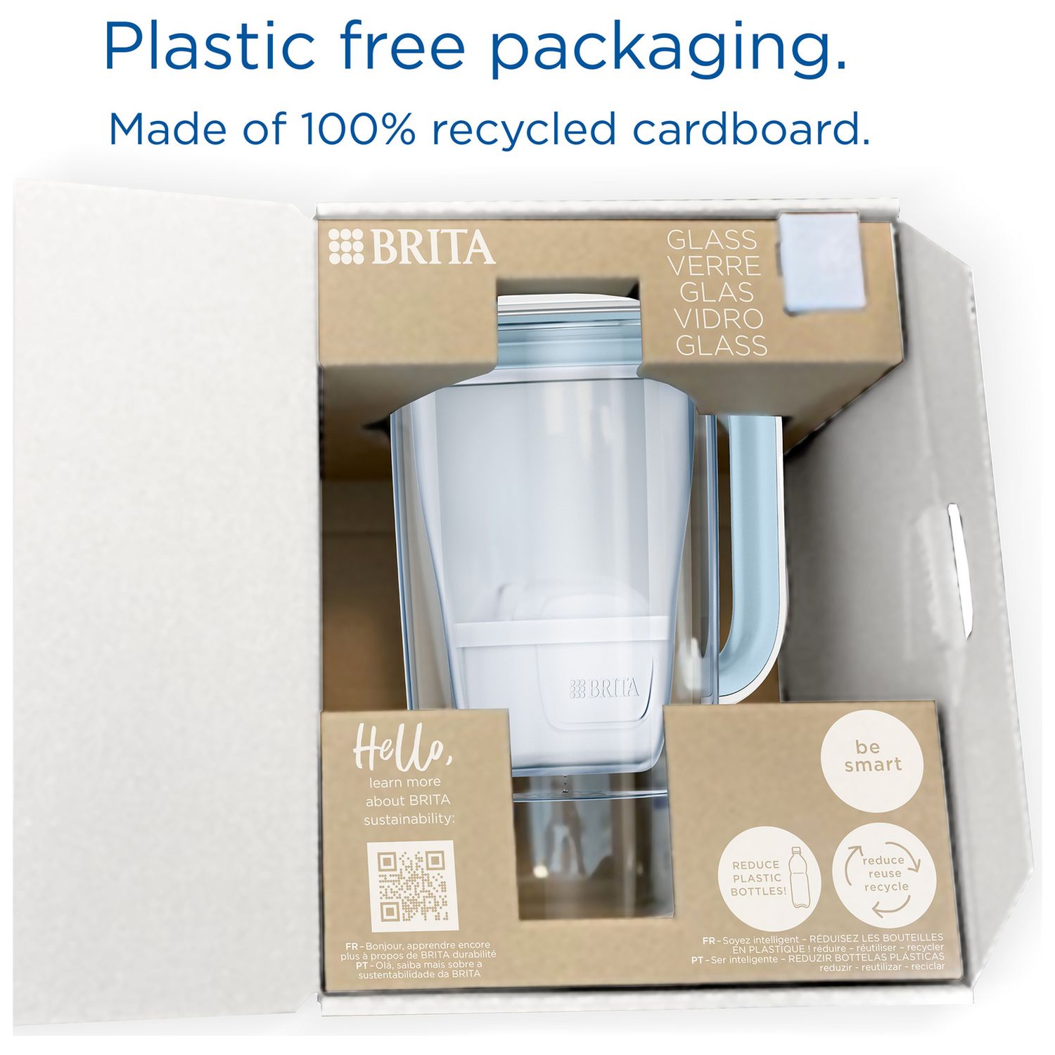 BRITA glass water filter jug light blue 2.5L (British brand)