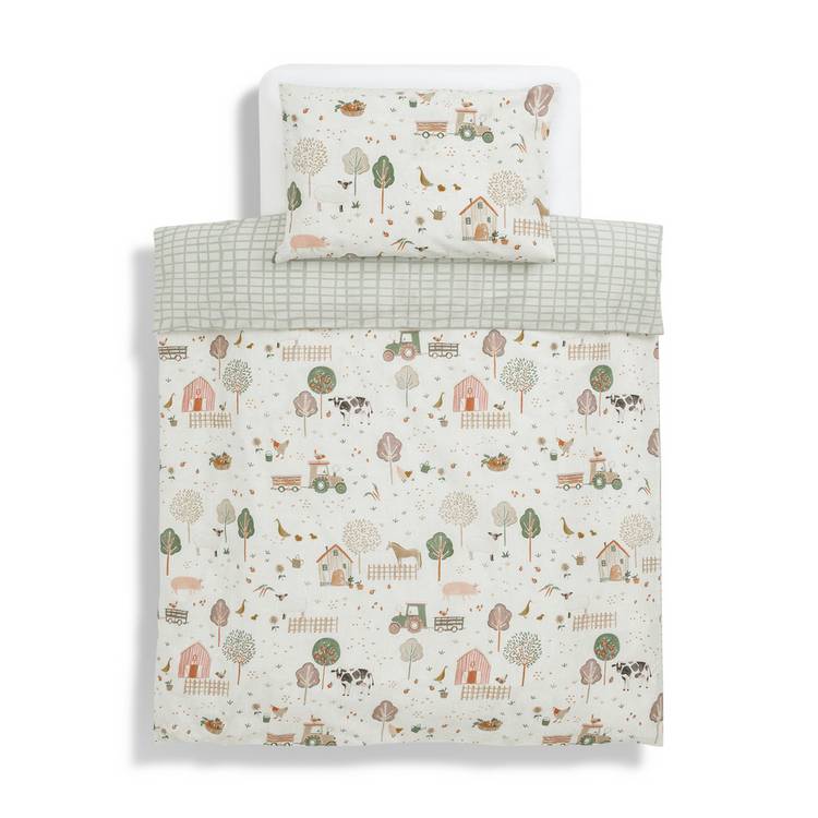 Habitat cotton toddler bedding set with farm scene (British brand)