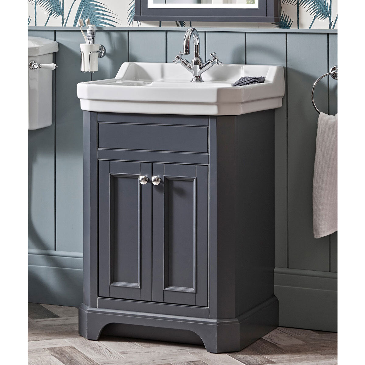 Tavistock Abbot 61cm floor-mounted vanity unit dark grey, UK version