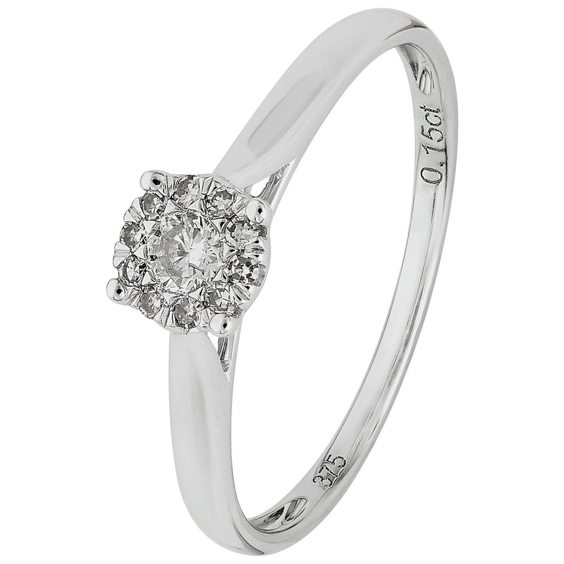 Revere 9ct White Gold 0.15ct Diamond Engagement Ring - L