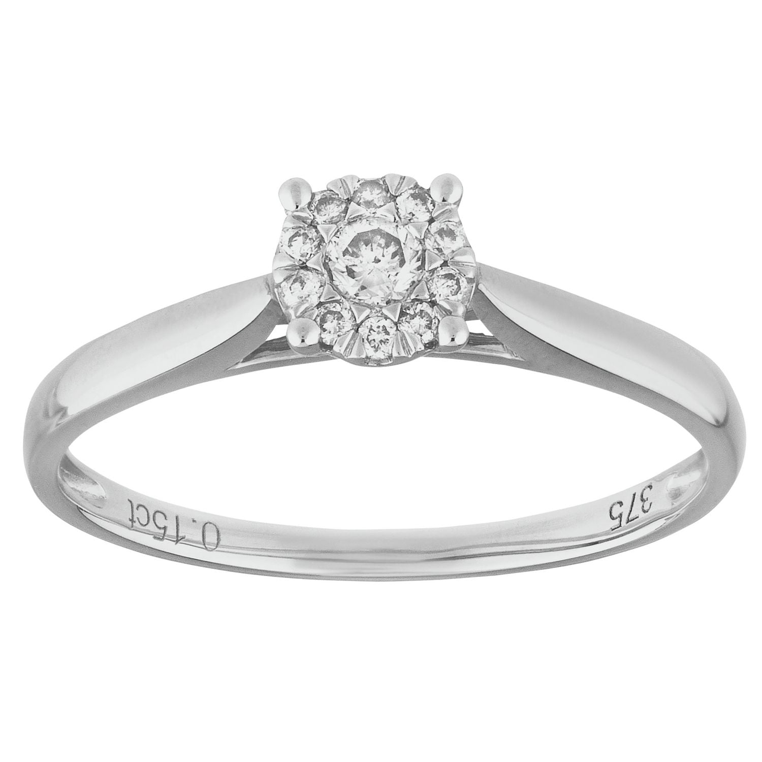 Revere 9ct White Gold 0.15ct Diamond Engagement Ring - L