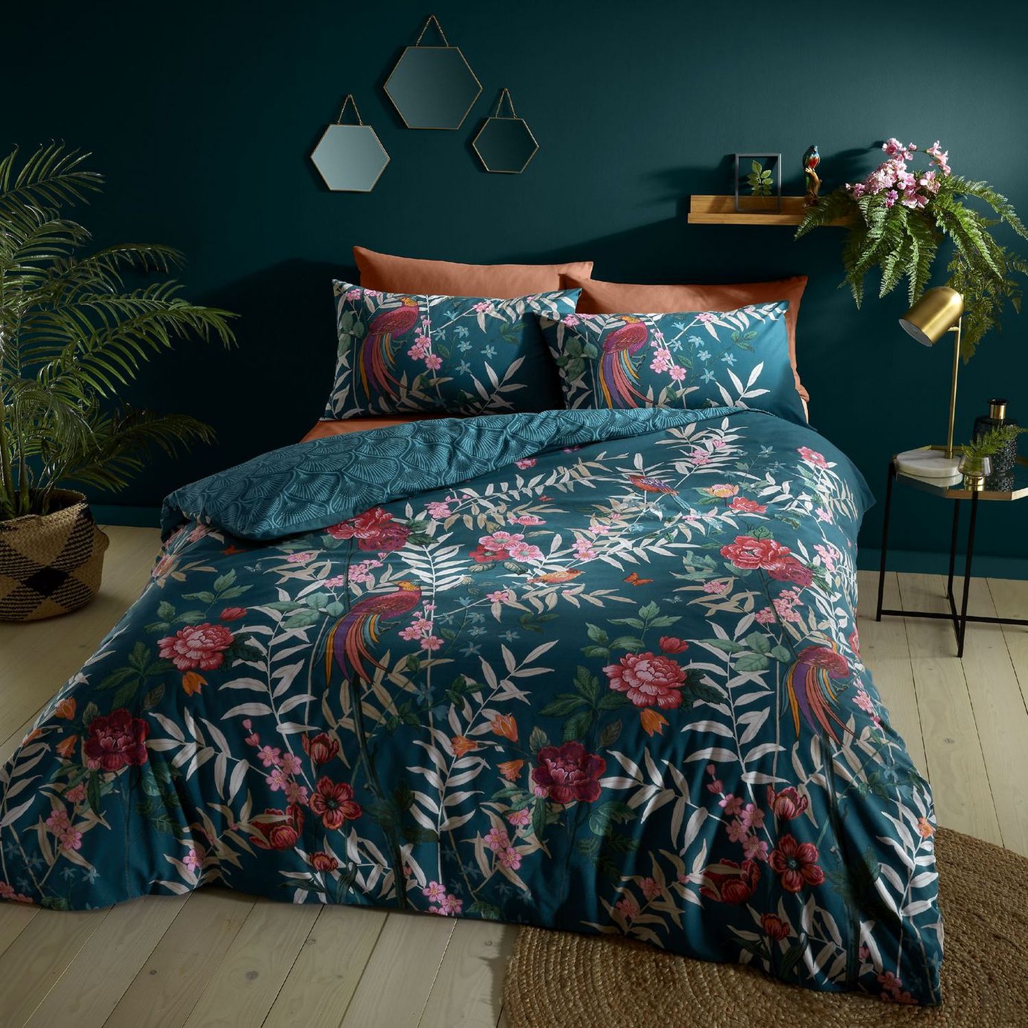 Catherine Lansfield Tropical Birds Green Bedding Set- Single