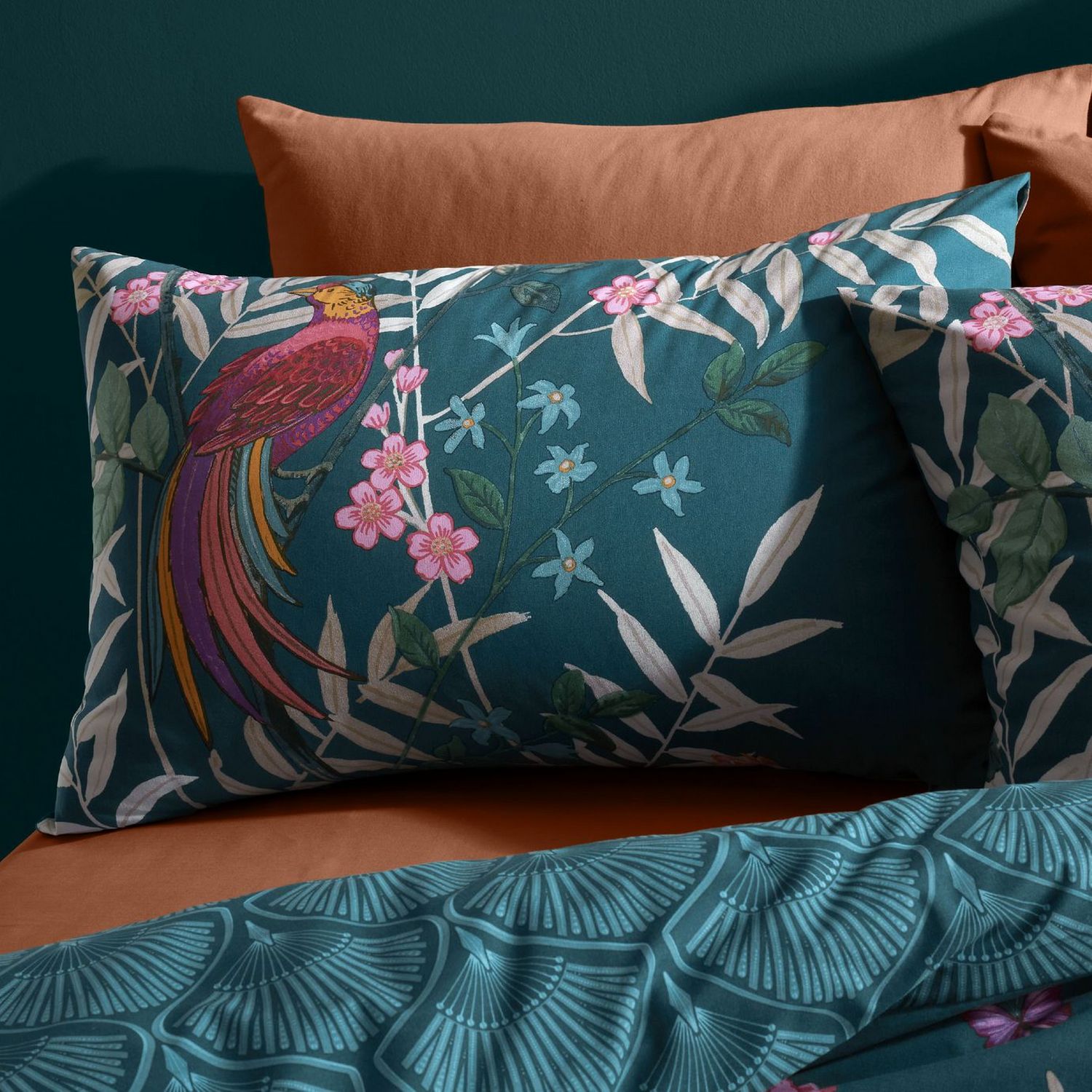 Catherine Lansfield bedding set tropical birds green single (British brand)