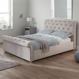 Argos Home Harrogate Double Velvet Ottoman Bed Frame - Silver